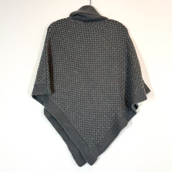 Steve Madden Gray Knit Poncho Sweater Cowl Neck One Size - Picture 3 of 9